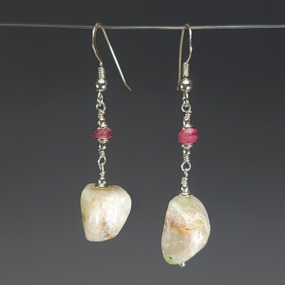 Aros De Turmalina Blanca Y Turmalina Rosa