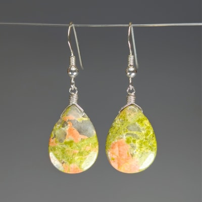 Aros De Unakita en Gotas Facetadas de 18 mm