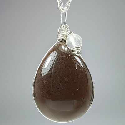 Colgante De Cuarzo Ahumado Y Cuarzo Cristal en Cabuchón Gota de 27 mm1