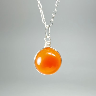 Colgante De Ágata Cornalina en Cabuchón Redondo de 13 mm1