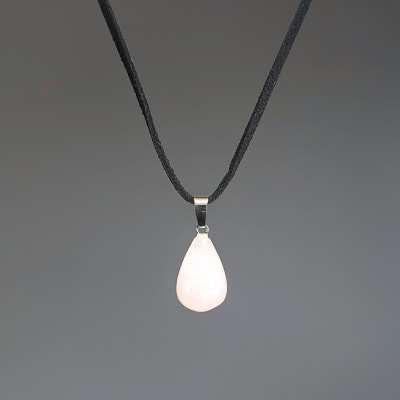 Colgante Gota De Cuarzo Rosa Y Fantasía Plateada de 20 mm1