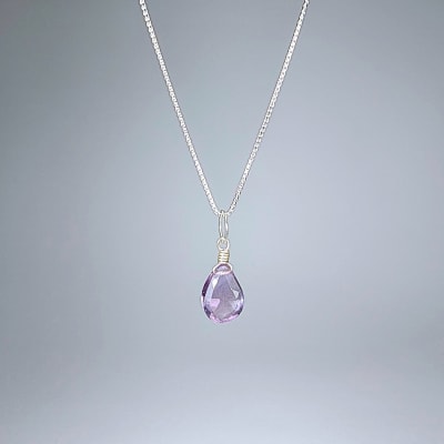 Colgante Mini De Cuarzo Amatista Lila en Gota Facetada de 10 mm1