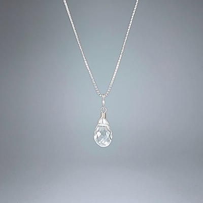 Colgante Mini De Cuarzo Cristal en Briolette de 10 mm
