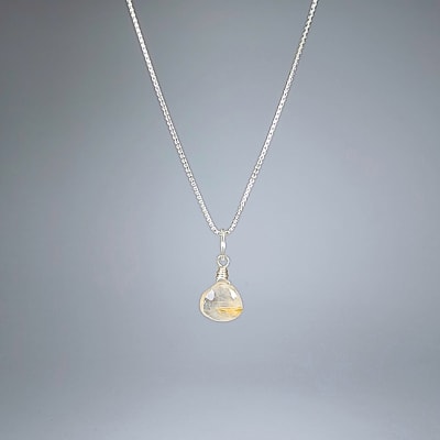 Colgante Mini De Cuarzo Rutilo en Gota Facetada de 8 mm1