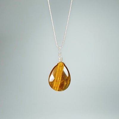 Colgante Mini De Ojo De Tigre en Gota Facetada de 14 mm