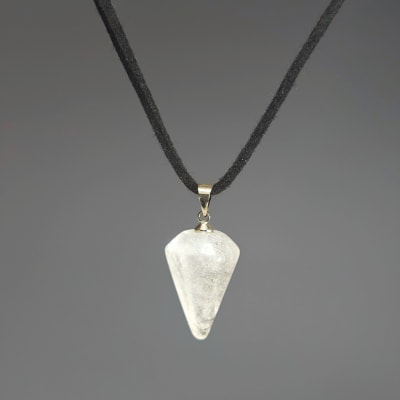 Colgante Péndulo De Cuarzo Cristal Y Fantasía Plateada de 20 mm