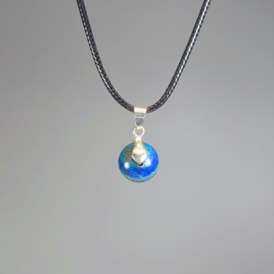 Colgante Perla De Azurita Y Fantasía Plateada de 12 mm1