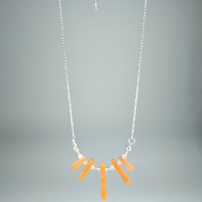 Collar Cuerpo De Aventurina Naranja Y Cuarzo Rosa Claro de 46 cm1