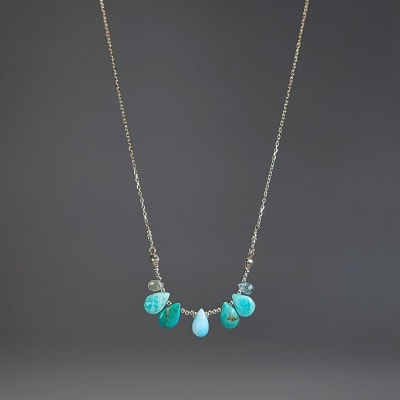 Collar Cuerpo De Larimar, Turquesa Y Aguamarina de 60 cm1