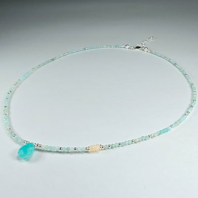 Collar De Amazonita Celeste Y Ópalo Noble Amarillo de 49 cm1