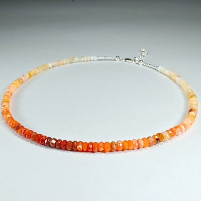 Collar De Ágata De Fuego, Ópalo Noble Amarillo Y Ópalo Blanco de 38 cm1