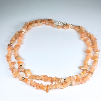 Collar De Piedra Luna De Seda Rosa de 76 cm