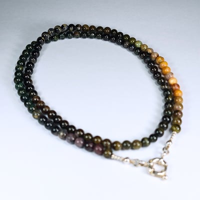 Collar De Turmalina Multicolor Y Turmalina Negra de 71 cm