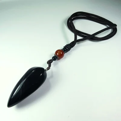 Colmillo De Ónix Negro Y Fantasía Plateada