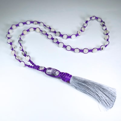 Cuenta De Cuarzo Turmalinado, Cuarzo Amatista Y Cuarzo Cristal