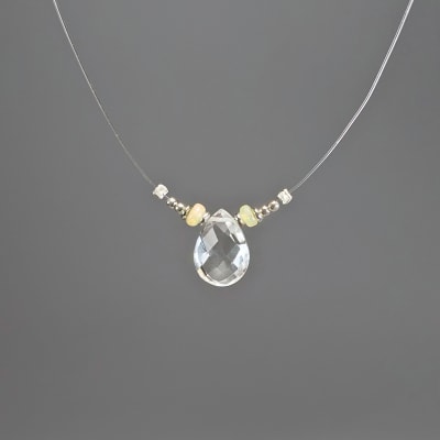 Hilo Invisible De Ópalo Noble Amarillo Y Vidrio Transparente