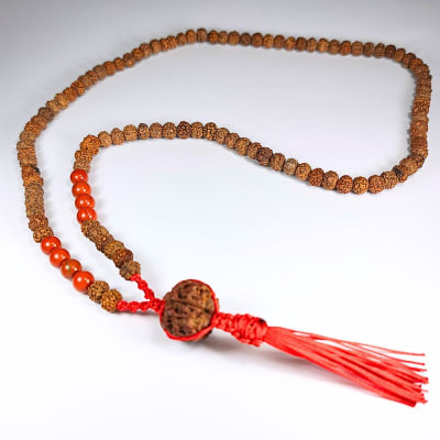 Japamala De Jaspe Rojo Y Rudraksha