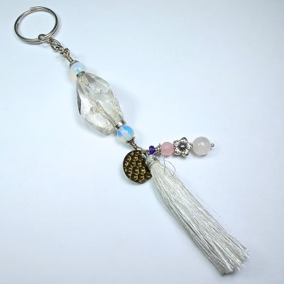 Llavero Pieza Facetada De Cuarzo Cristal