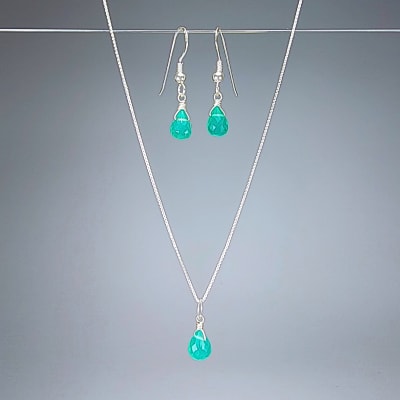 Mini Conjunto De Ónix Verde de 8 mm
