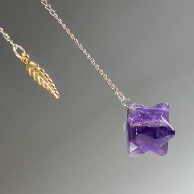 Péndulo Merkabá De Cuarzo Amatista Violeta de 30 mm