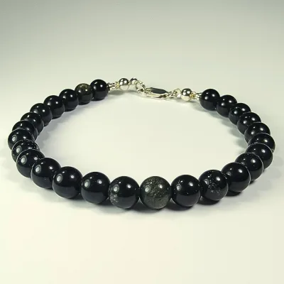 Pulsera Con Broche De Obsidiana Negra1