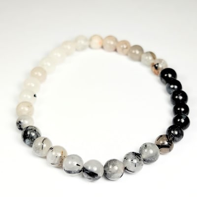 Pulsera Cromática De Cuarzo Turmalinado en Perlas de 6 mm