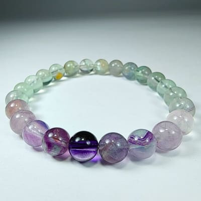Pulsera Cromática De Fluorita Multicolor en Perlas de 7 mm