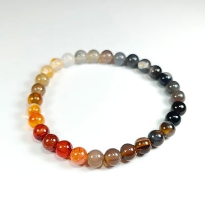 Pulsera Cromática De Ágata Cornalina Y Ágata Gris en Perlas de 6 mm
