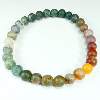 Pulsera Cromática De Ágata Musgo en Perlas Opacas de 6 mm