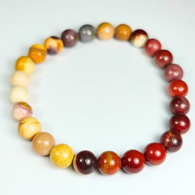 Pulsera Cromática De Jaspe Mookaíta Multicolor en Perlas de 8 mm