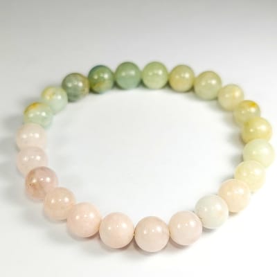 Pulsera Cromática De Morganita Y Aguamarina Verde en Perlas de 8 mm