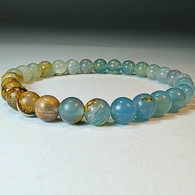 Pulsera Cromática De Ónix Cielo en Perla de 6 mm