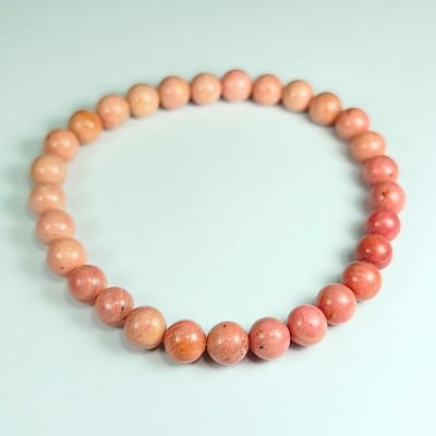 Pulsera Cromática De Rodonita Rosa en Perlas de 6 mm