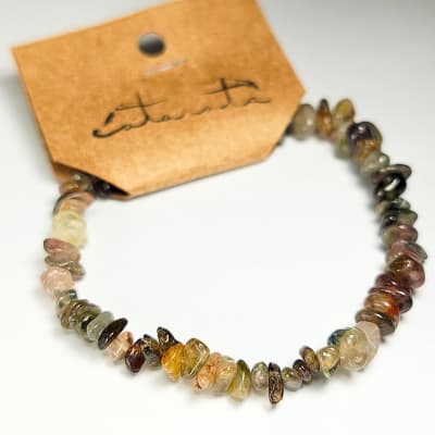 Pulsera Cromática De Turmalina Gris Multicolor Irregular de 6 mm