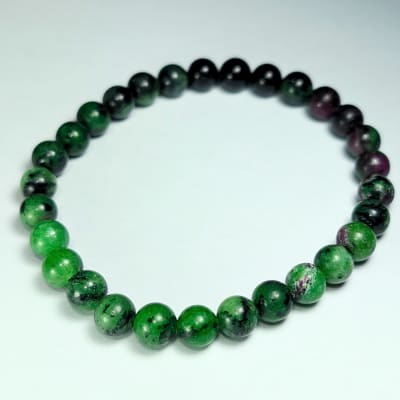 Pulsera Cromática De Zoisita Y Rubí en Perlas de 6 mm1