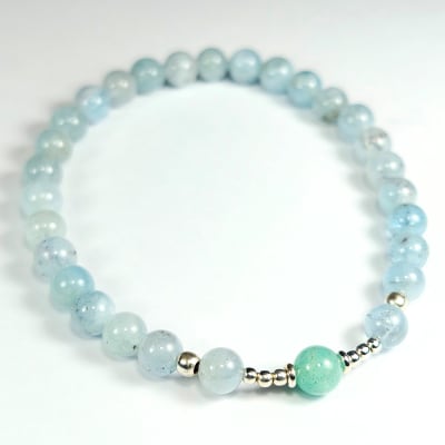 Pulsera De Aguamarina Y Amazonita Calipso en Perlas de 5 mm