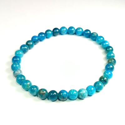 Pulsera De Apatita Azul en Perlas de 5 mm
