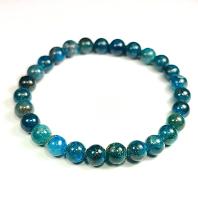 Pulsera De Apatita Azul en Perlas de 7 mm1