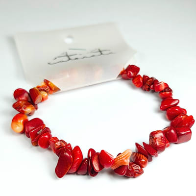 Pulsera De Coral Rojo Teñido Irregular de 6 mm