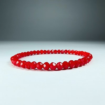 Pulsera De Cristal Chino Rojo Bermellón en Rondell Facetado de 4 mm