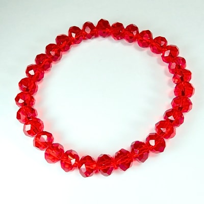 Pulsera De Cristal Chino Rojo Carmín en Rondell Facetado de 8 mm1
