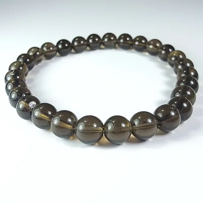 Pulsera De Cuarzo Ahumado en Perlas de 6 mm