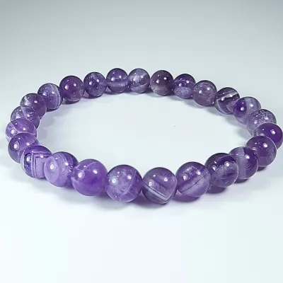 Pulsera De Cuarzo Amatista Chevron en Perlas de 8 mm1