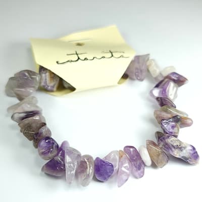 Pulsera De Cuarzo Amatista Lila Irregular de 15 mm