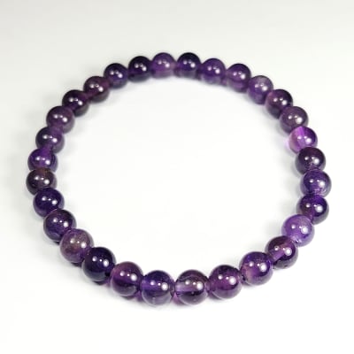 Pulsera De Cuarzo Amatista Violeta en Perlas de 6 mm