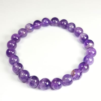 Pulsera De Cuarzo Amatista Violeta en Perlas de 8 mm