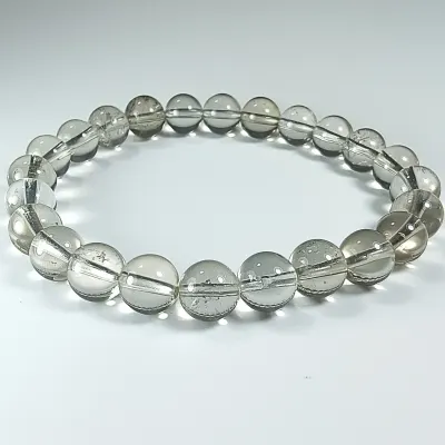 Pulsera De Cuarzo Cristal Transparente en Perlas Seleccionadas de 8 mm