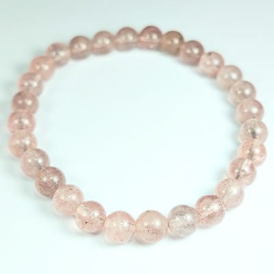 Pulsera De Cuarzo Fresa en Perlas de 6 mm
