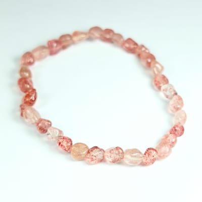 Pulsera De Cuarzo Fresa en Porotos de 4 mm1