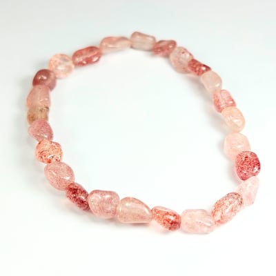 Pulsera De Cuarzo Fresa en Porotos de 5 mm